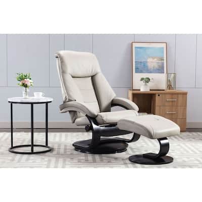 Relax-R Montreal Recliner and Ottoman Top Grain Leather