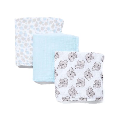 3 Coordinating Muslin Baby Swaddling Blankets - N/A
