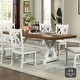 preview thumbnail 1 of 7, Furniture of America Sylmer White 86-inch Wood Expandable Dining Table Distressed Dark Oak