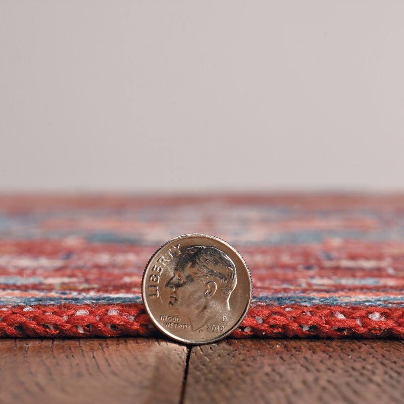 Carter Machine Washable Medallion Rust/Ivory Area Rug