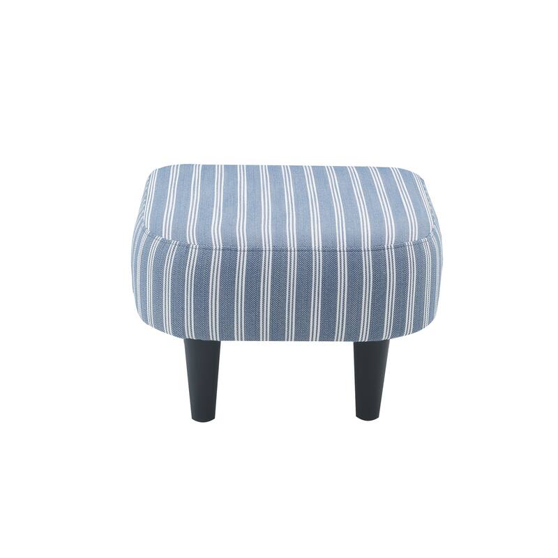 Modern Striped Accent Barrel Chair with Ottoman Set