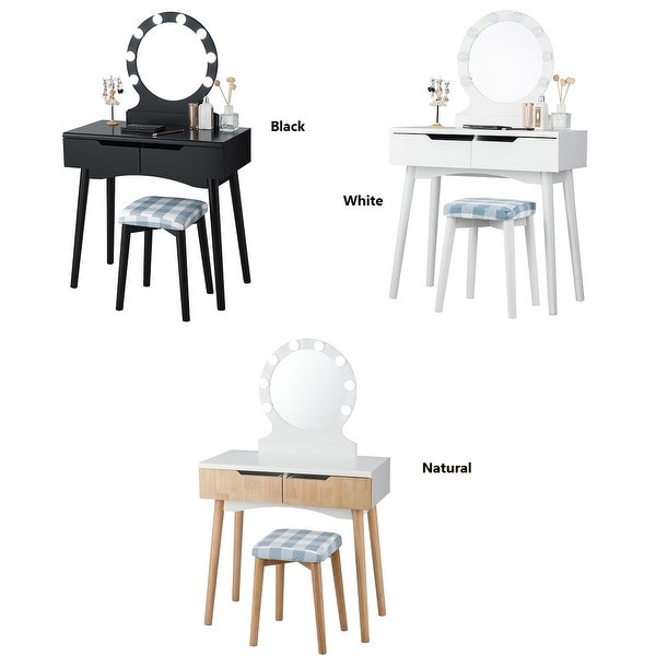Costway Vanity Makeup 8 Dimmable Bulbs Lighted BlackWhiteNatural - 31.5''(L)X16''(W)X52''(H). Opens flyout.