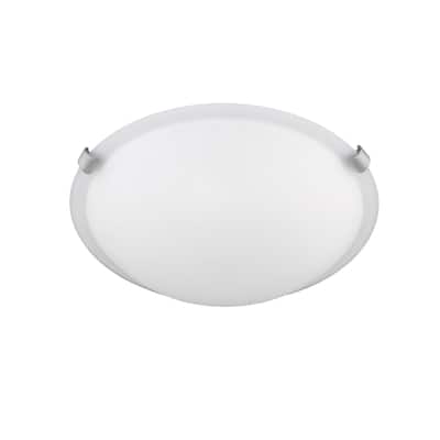 16 Inch Nickel and Bronze Flush Mount Frosted Ceiling Light
