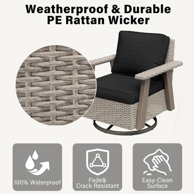Cozywor Wicker Patio Outdoor Rocking Chair Swivel Lounge Chair
