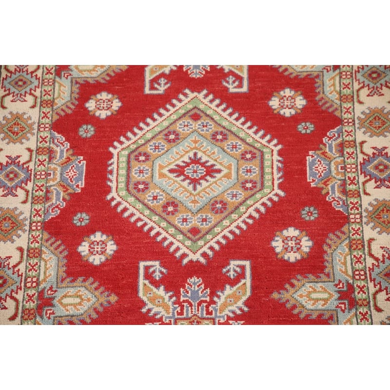 Kazak Accent Rug Hand-Knotted Oriental Wool Carpet - 3'4"x 4'10"