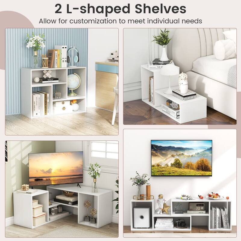 Engineered Wood Adjustable TV Stand with Storage Cubes and Expandable Shelves - 43.5"-62.5" L x 12" W x 16" H