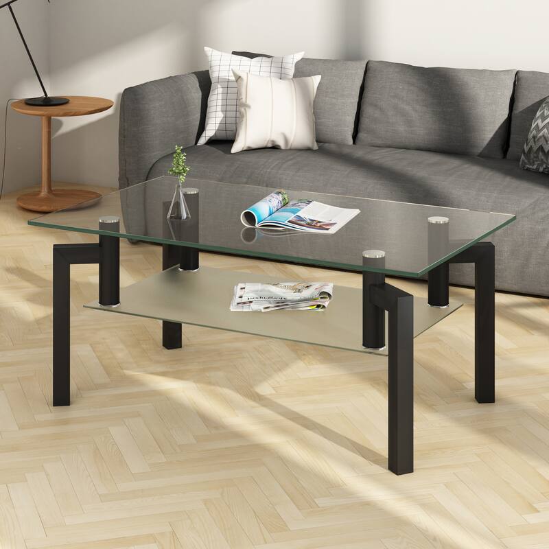 39"Rectangle Glass Coffee Table - Clear