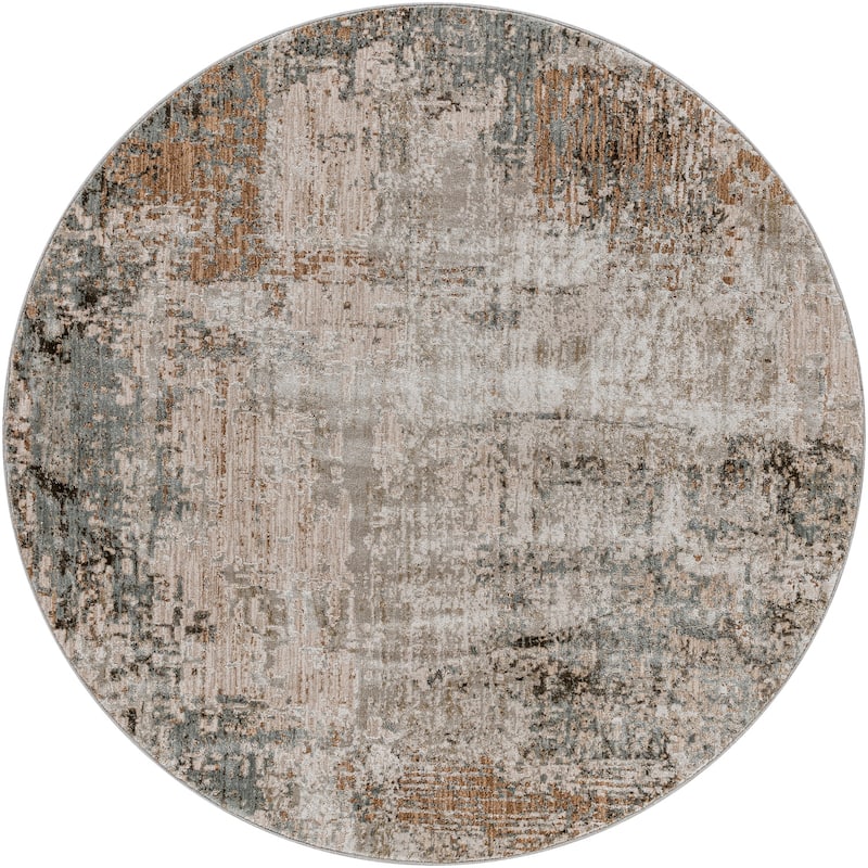 Livabliss Casual Brunswick Abstract Area Rug - 7'10" x 7'10" Round - Earth