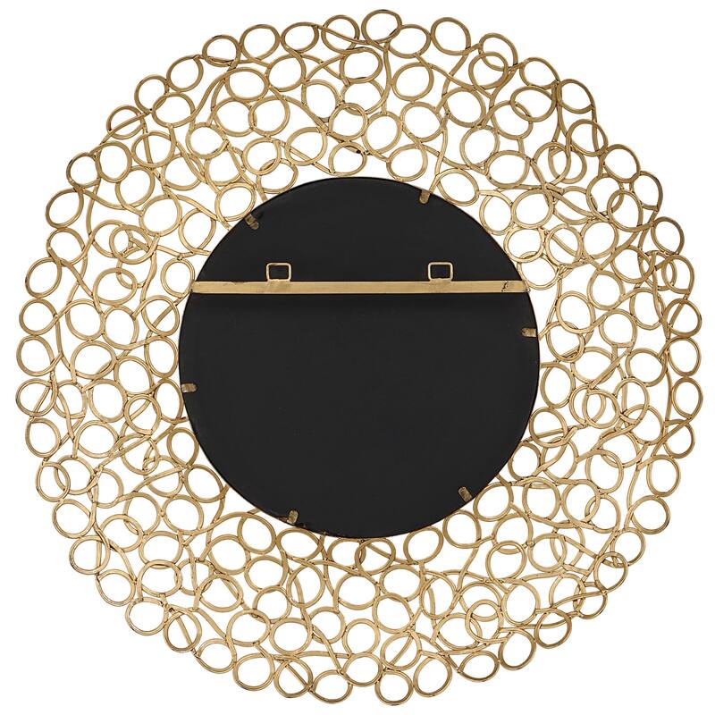 Curled Frame Round Beveled Wall Mirror - 41.75" - Gold