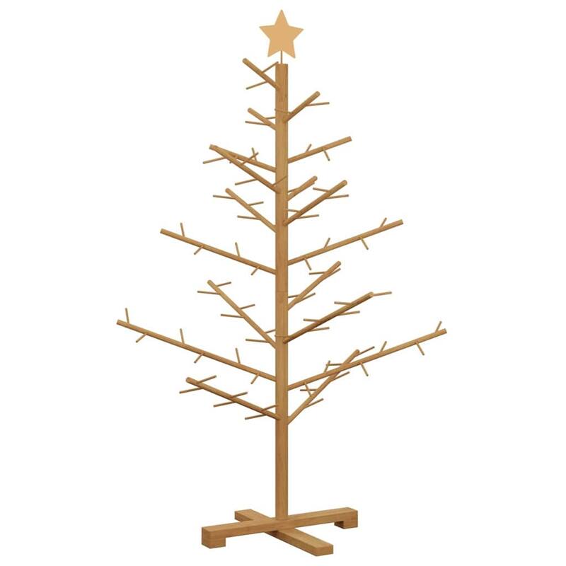 vidaXL Wooden Christmas Tree with Stand Natural/Brown Solid pine wood