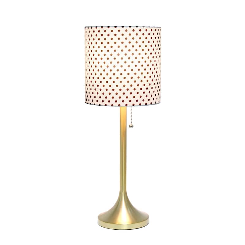 Curved Metal Table Lamp with Polka Dots Drum Shade - 21.5" - Gold and White