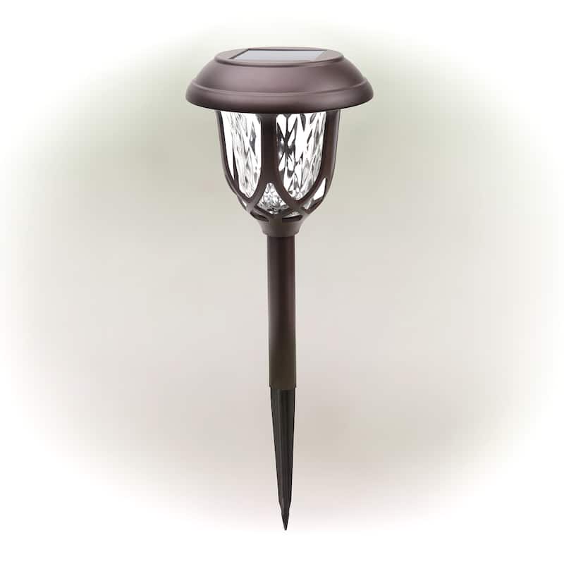 Alpine Corporation 17" Tall Super Bright High Lumen Outdoor Solar Powered Pathway Light Stakes, Bronze (Set of 2)