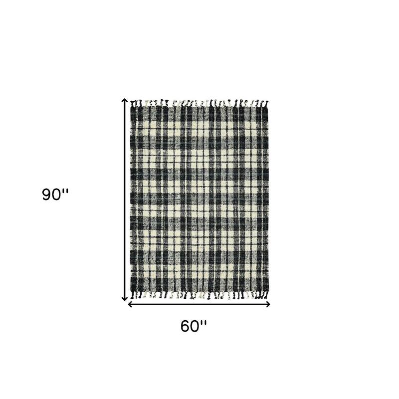 HomeRoots Plaid Lodge Rectangle Area Rug