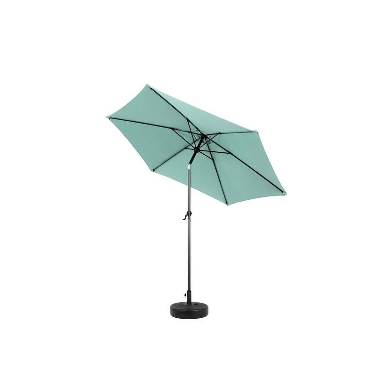Push-Button Tilt 9FT Patio Umbrella - Easy Crank Lift, 6 Sturdy Ribs (Base Not Included)