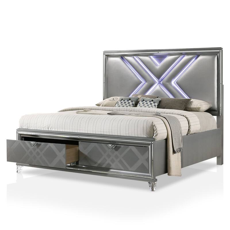 Furniture of America Bel Air Glam Wood 5-Piece Platform Bedroom Set with USB Port