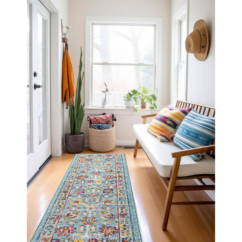 ECARPETGALLERY Machine Made Jasmine Blue Area Rug