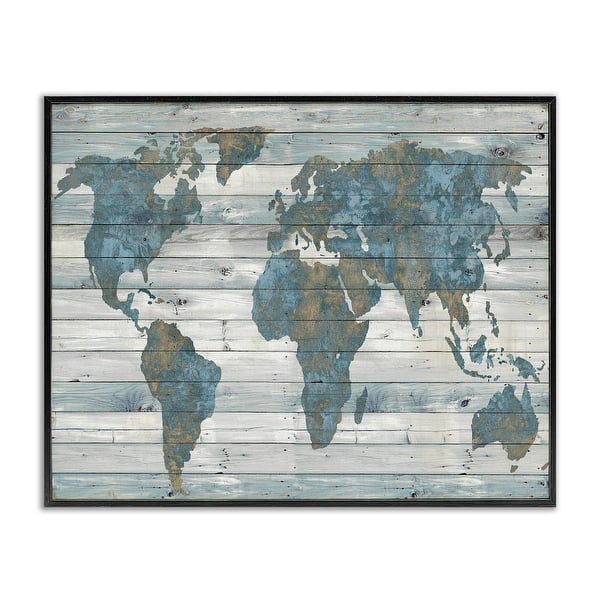 slide 2 of 21, Stupell Slate Blue and Tan Rustic Weathered World Map Framed Art, Design By Artist Jamie MacDowell - Multi-color 11 x 14 - Black