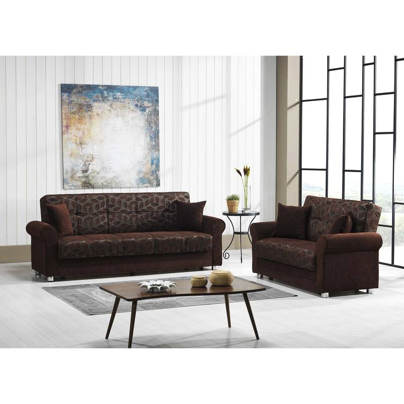 Collection Upholstered Convertible Loveseat With Storage