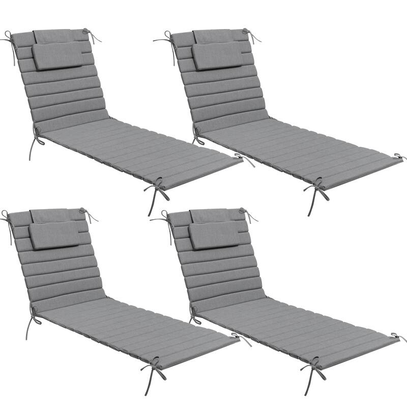 Outdoor Chaise Lounge Cushion Quilted Patio Sun Lounger Pad with Straps