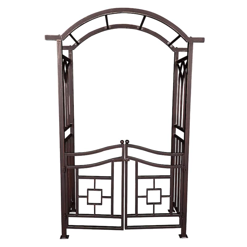 Aluminum Garden Arch with Gate - Bronze