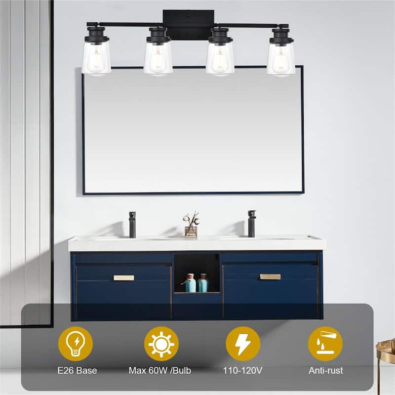 5-Light Black Wall Sconce with Clear Glass Shades
