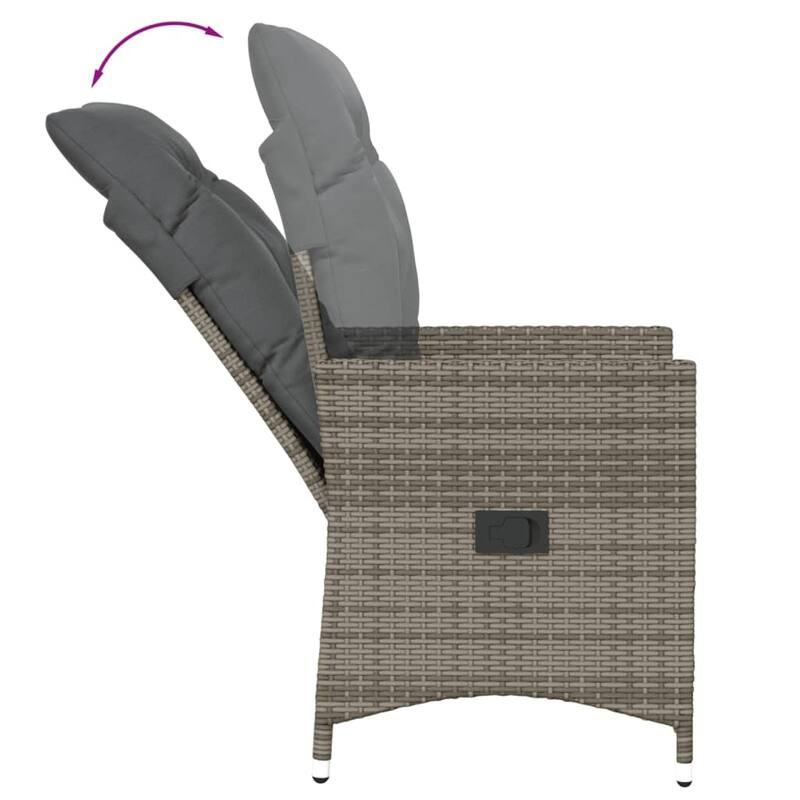 vidaXL Reclining Patio Chairs with Cushions Armchair Outdoor Seating Poly Rattan - 23.2 x 22.0 x 36.2