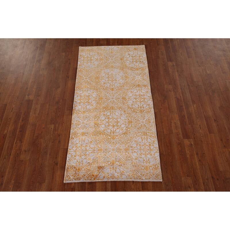 All-Over Abstract Oriental Accent Rug Hand-Knotted Wool Carpet - 2'8" x 5'5"