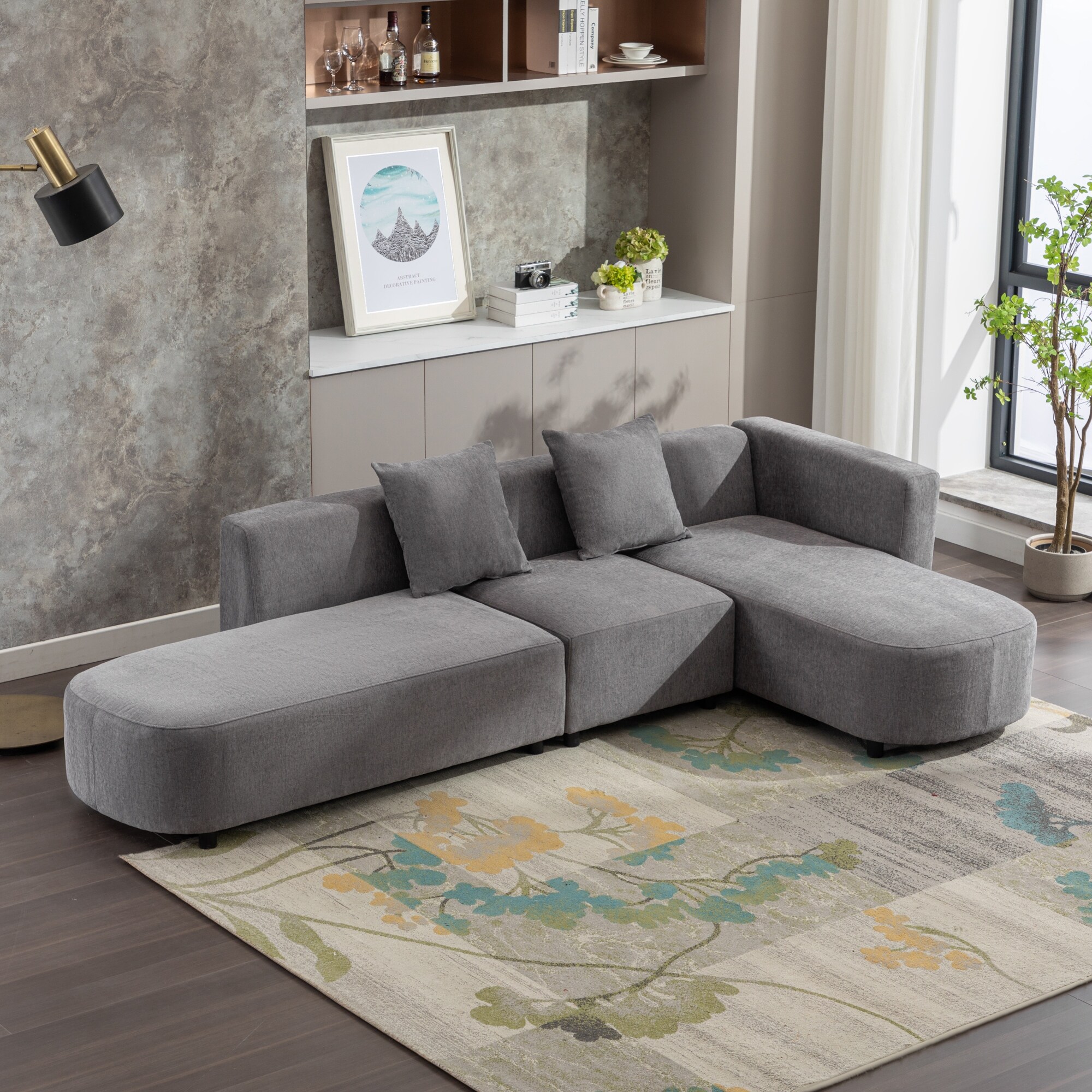 Luxury L Shaped Sectional Sofa Modern Upholstery 4 Seat Sofa