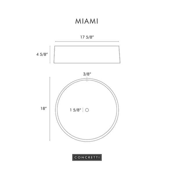 dimension image slide 3 of 3, Concretti Designs Handmade Miami Concrete Vessel Sink/Washbasin