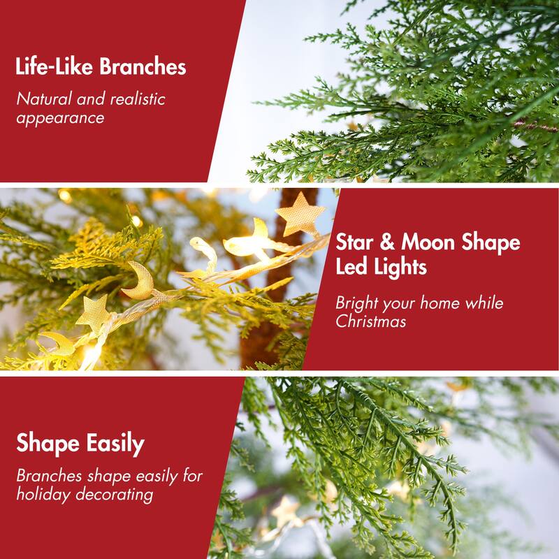 6 FT Artificial Full Christmas Tree Includes with LED Lights and Metal Stand