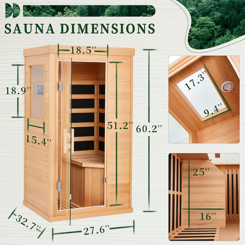Infrared Sauna up to 4 Person with 15 Minutes Warm-up Heater Tube & Carbon Plate