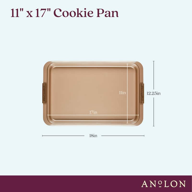 Anolon Advanced Bakeware Nonstick Baking Sheet Pan with Silicone Grips, 11-Inch x 17-Inch, Bronze