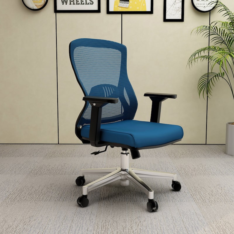 Cotton Office Chair with Mesh Mid-Back Adorit Series by LeisureMod