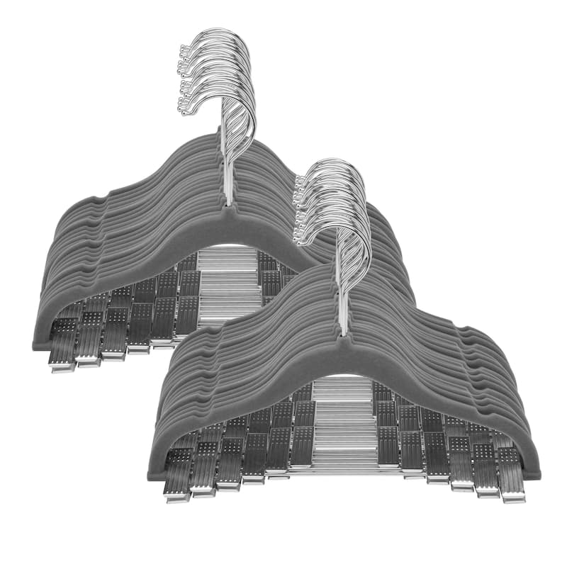 Simplify 24 Pack Children's Velvet Hangers - Silver