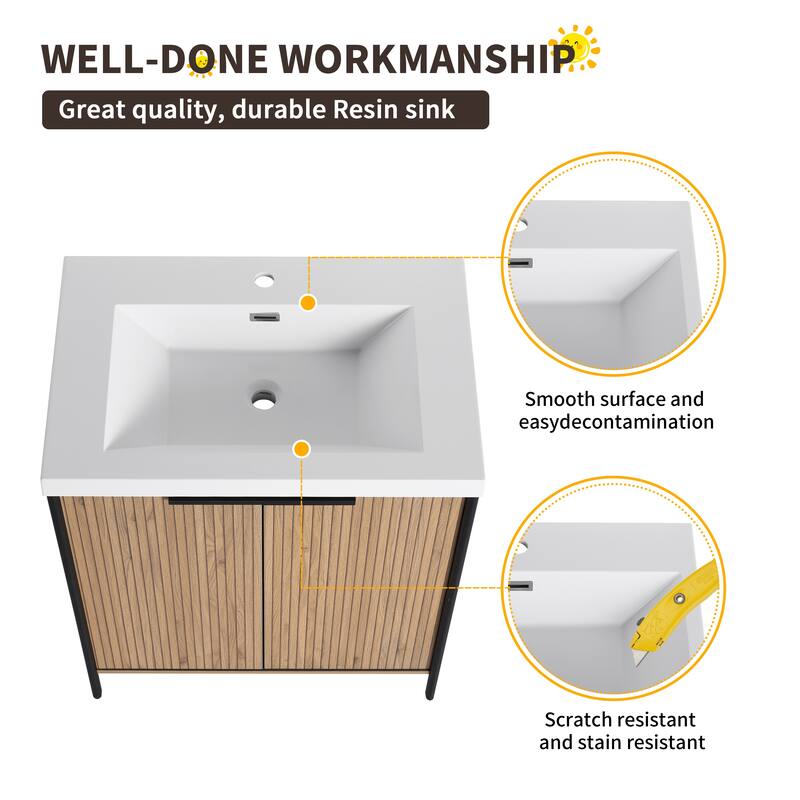 Beingnext 24"/30"/36"/48"/60" Bathroom Vanity with Sink, Freestanding Bathroom Vanity with Soft Close Door and Shelf