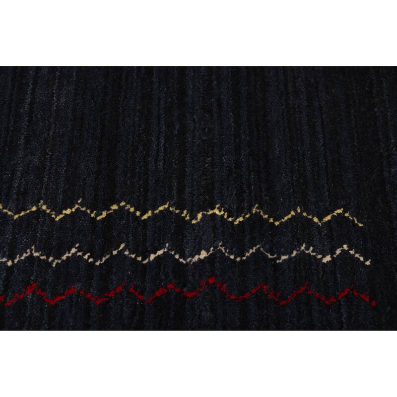 ECARPETGALLERY Hand Loomed Kashkuli Gabbeh Dark Navy Wool Rug - 4'11 x 7'11