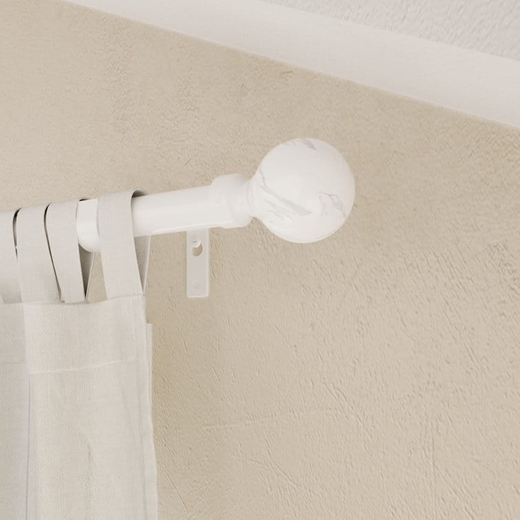 Acroma Adjustable Single Curtain Rod and Coordinating Finial Set