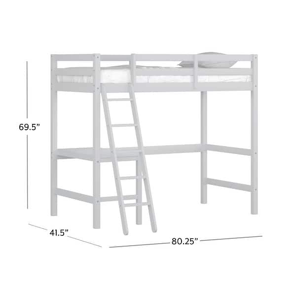 dimension image slide 3 of 6, Hillsdale Caspian Wood Twin Loft Bed with Desk
