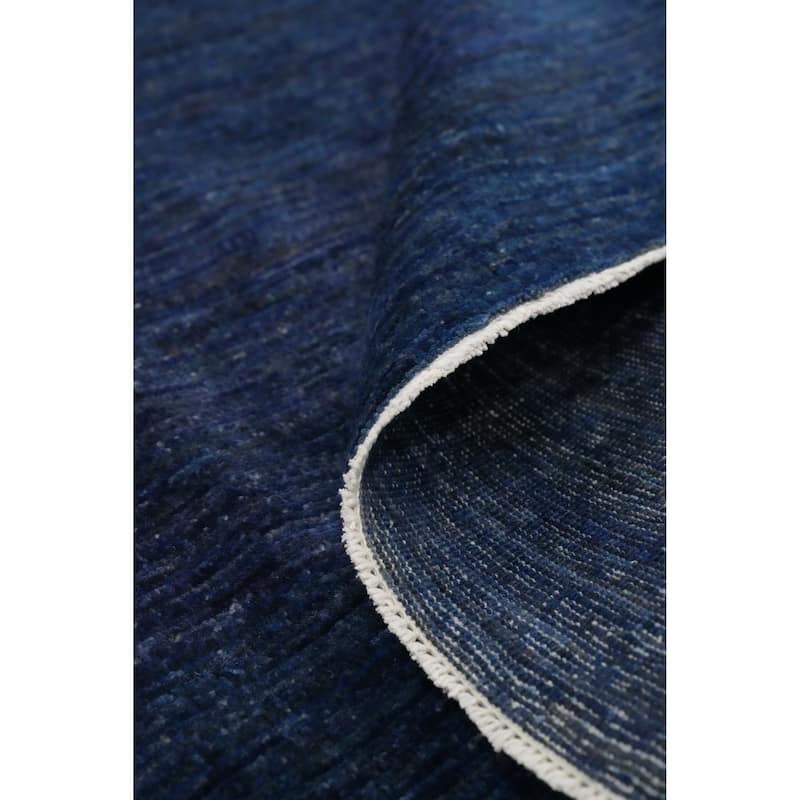 Hand Knotted Oriental 100% Wool Carpet Modern Solid Navy Blue & Blues Gabbeh Area Rug - 9' 7'' X 8' 0''
