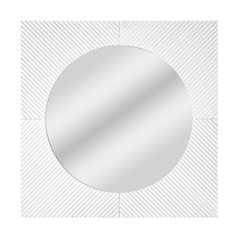 American Art Decor Carved Recollections Box Top Carved Mirror in Brown - 24" x 24"