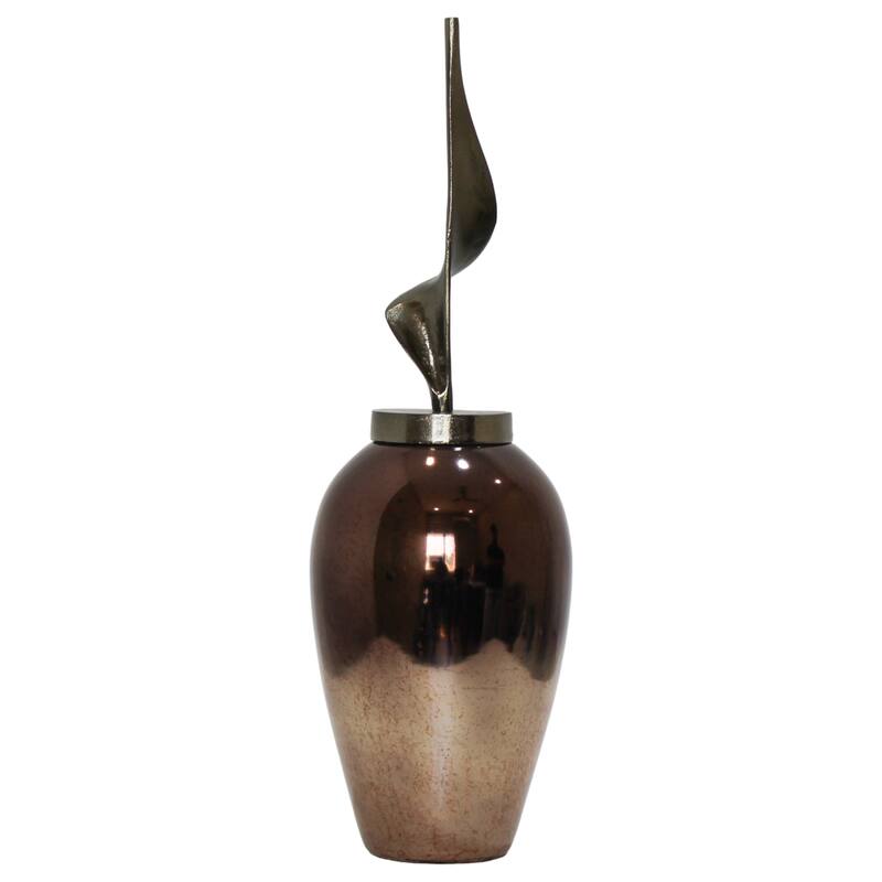 Sophisticated Glass Table Vase with Metal Topper - Gunmetal & Metallic