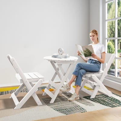 3-Piece Outdoor HDPE Bistro Set, Waterproof, Weather-Resistant & Foldable