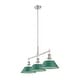 preview thumbnail 2 of 1, Yep by Golden Lighting Orwell 3-light Island Light in Pewter and Pine Green shade - 3 Light Linear Pendant