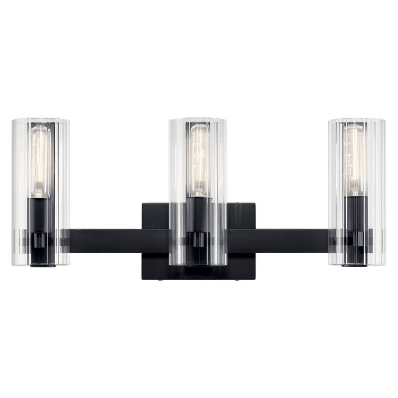 Jemsa 22.75 in. 3-Light Bathroom Vanity Light with Clear Fluted Glass
