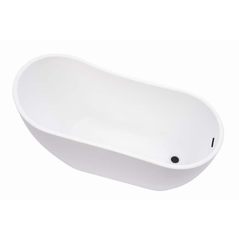 Vanity Art 59-Inch Acrylic Freestanding Soaking Bathtub with Overflow & Pop-up Drain - 59"