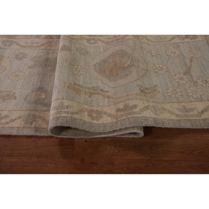 Vegetable Dye Gray Oushak Oriental Area Rug Handmade Wool Carpet - 9'1" x 11'11"