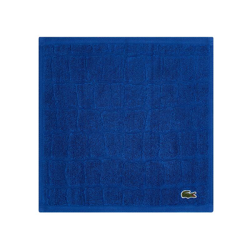 Lacoste Croc Scale Cotton Bath Towel, Hand Towel, and Washcloth - Washcloth - Surf Blue