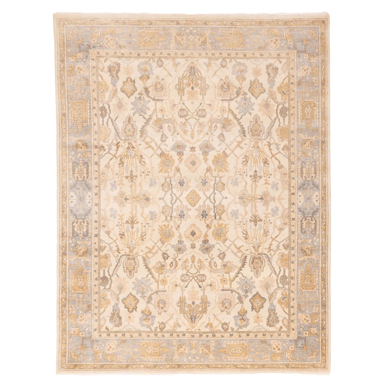 ECARPETGALLERY Hand-knotted Finest Oushak Cream Wool Rug - 7'10 x 9'11