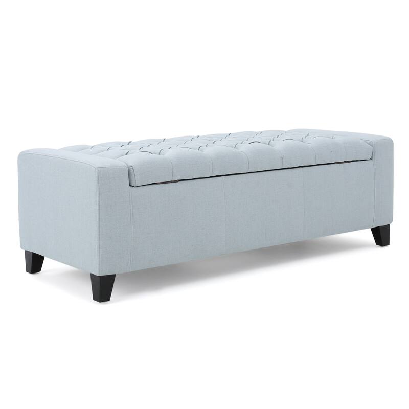 50.75" Fabric End of Bed Storage Bench, Upholstered Storage Ottoman Bench with Safety Hinge, Stylish Large Ottoman