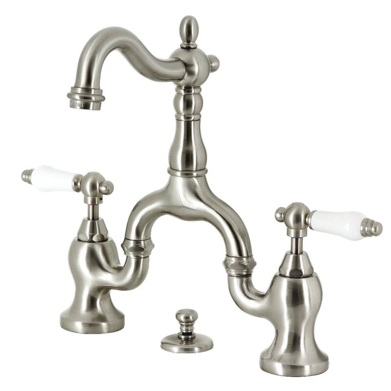 English Country Bridge Bathroom Faucet with Brass Pop-Up